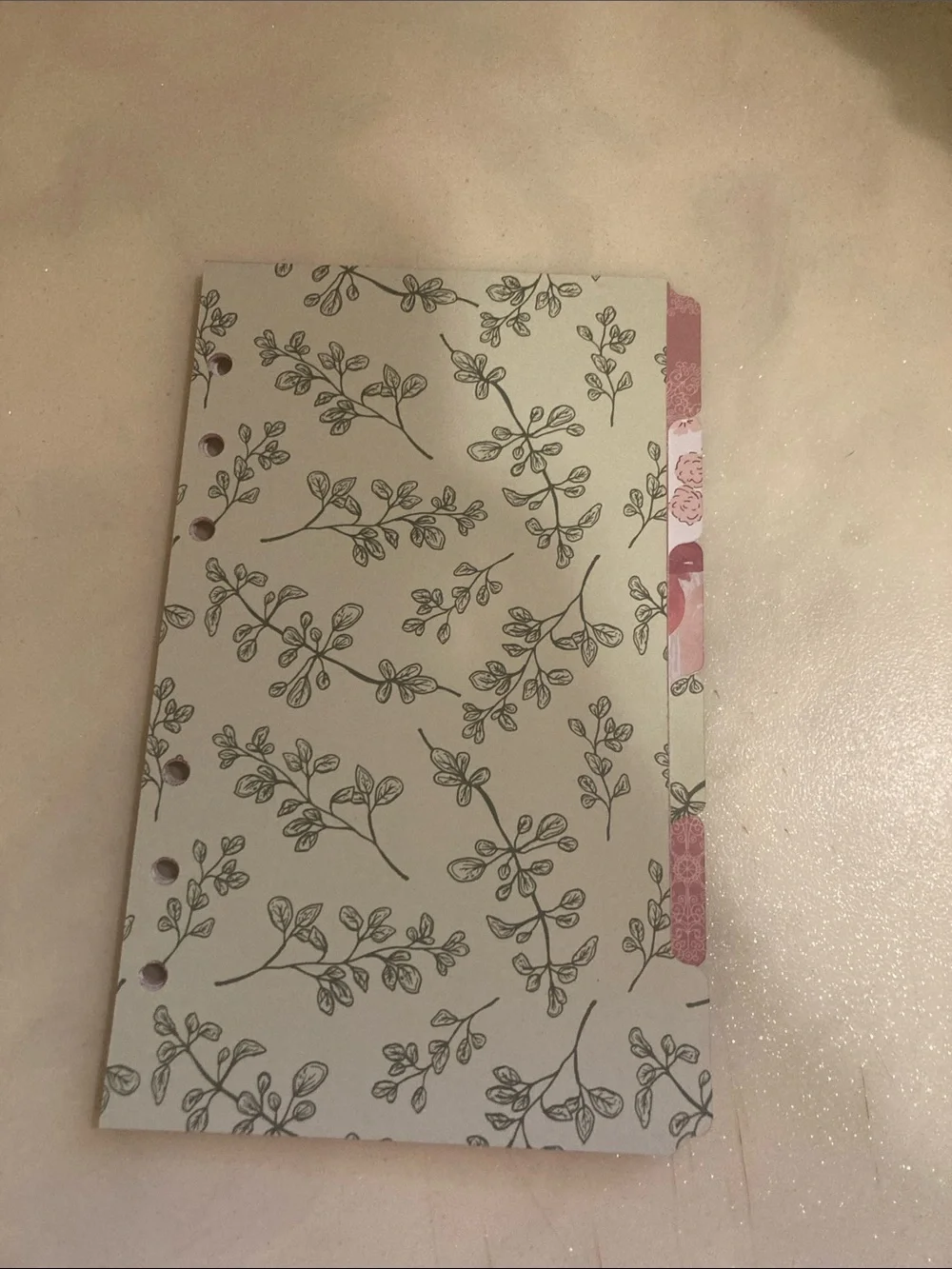 3/$10 BUNDLE SALE.  Floral Tabbed 6ring Binder Dividers - Sage Green & Pink